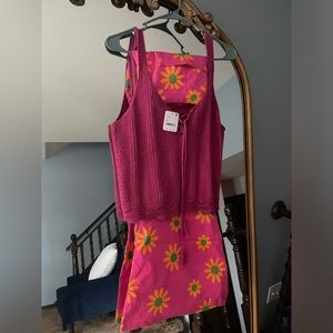 2 for 1 Free People Youthquake Printed Crop Flare Jeans & Crocheted Tank